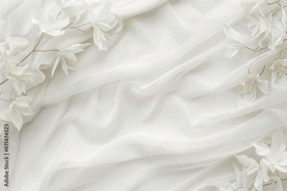 White Flowers on Soft Draped Fabric White Flowers on Soft Draped Fabric