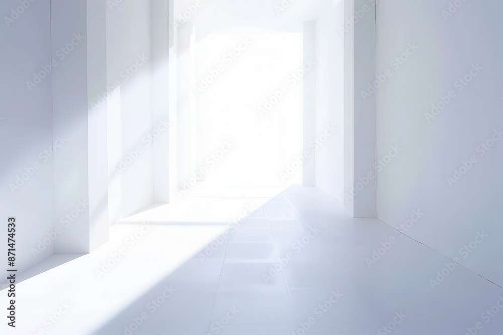 Fototapeta premium White Hallway with Sunlight Streaming Through