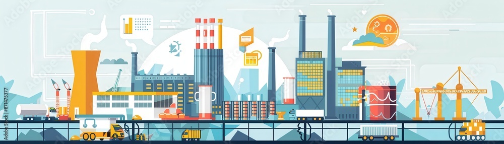 Fototapeta premium Bankrupt digital market, energy management software interface, flat design illustration