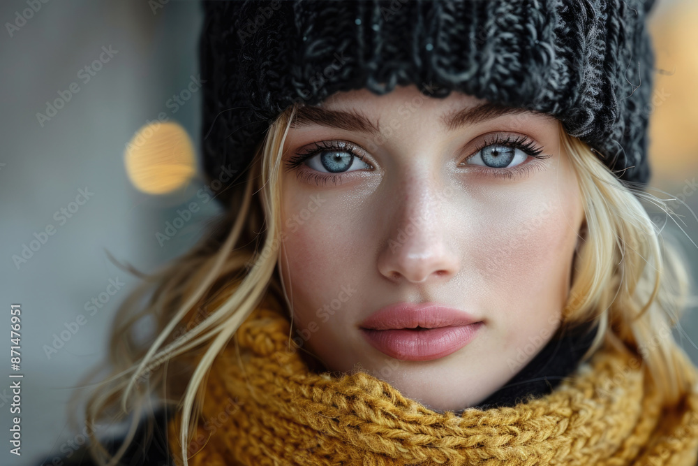 A young woman wearing a hat and scarf A young woman wearing a hat and scarf