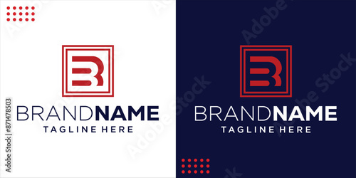 Creative logo with BR alphabet Square Frame, Design Inspiration, Illustration, Vector