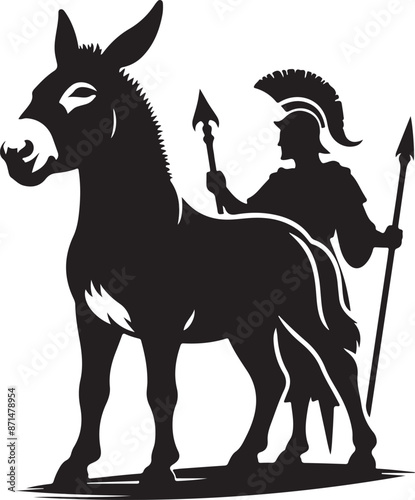 Donkey design silhouette vector art work EPS file, Generator AI