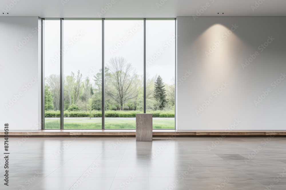 Fototapeta premium Minimalist interiors design apartment composition with minimal arrangements next to a window. Residential interiors in neutral colors.