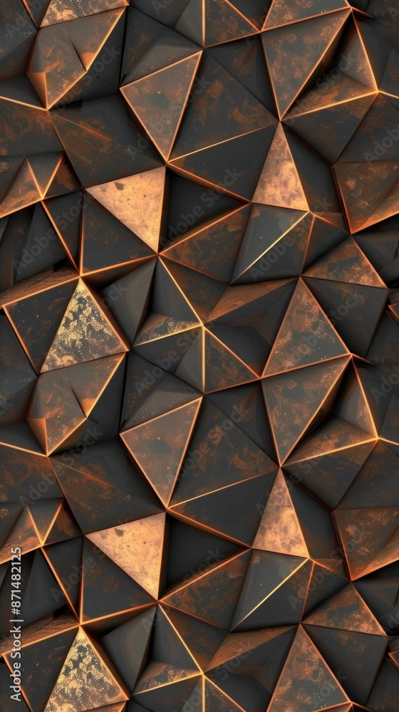 Abstract Geometric Copper Wallpaper Design