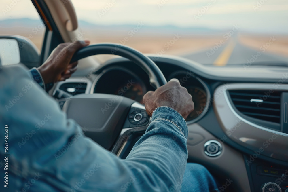 Men driving cars, rear view Men driving cars, rear view