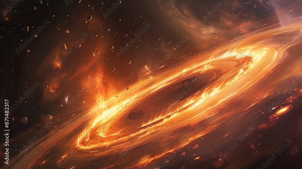 Fiery Cosmic Dance: Black Hole with Accretion Disk Fiery Cosmic Dance: Black Hole with Accretion Disk