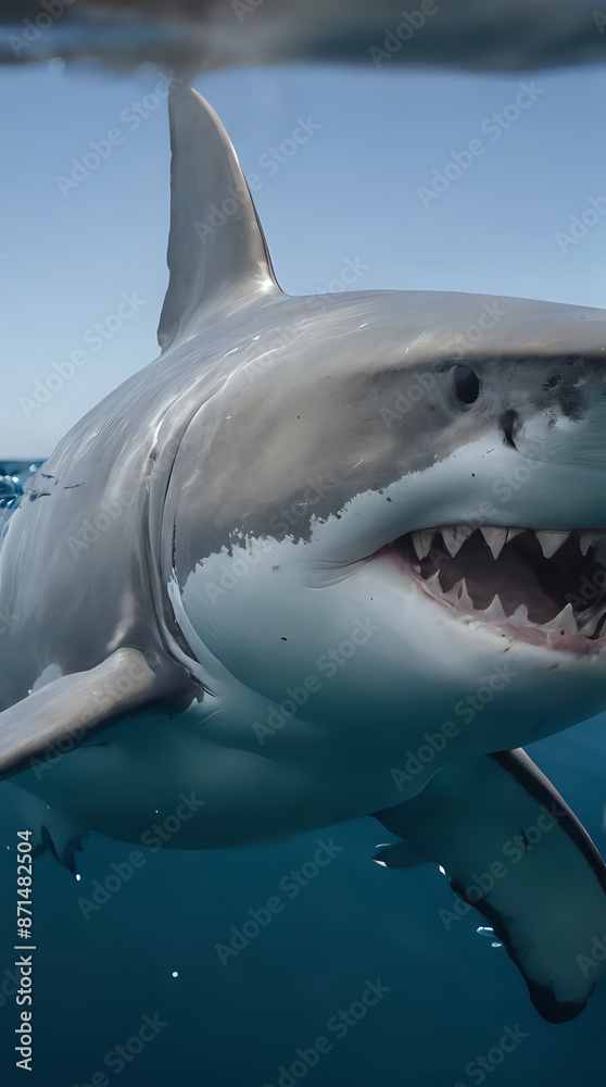 Naklejka premium a shark that is swimming in the water