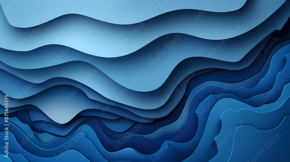 Abstract layered paper waves in various shades of blue create a dynamic and mesmerizing visual effect. Abstract layered paper waves in various shades of blue create a dynamic and mesmerizing visual effect.
