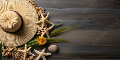 Beach Hat with Starfish and Seashells