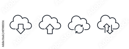Cloud service digital platform editable stroke outline icon isolated on white background flat vector illustration. Pixel perfect. 64 x 64.