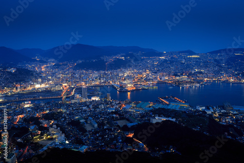 Obraz na płótnie 長崎、稲佐山の夜景・日本三大夜景 w salonie