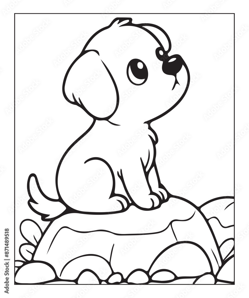 Fototapeta premium puppy coloring book page for kids generative ai