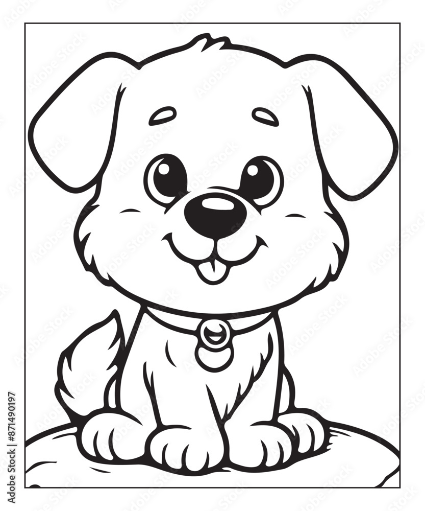 Obraz premium cute vector puppy coloring page ai generative