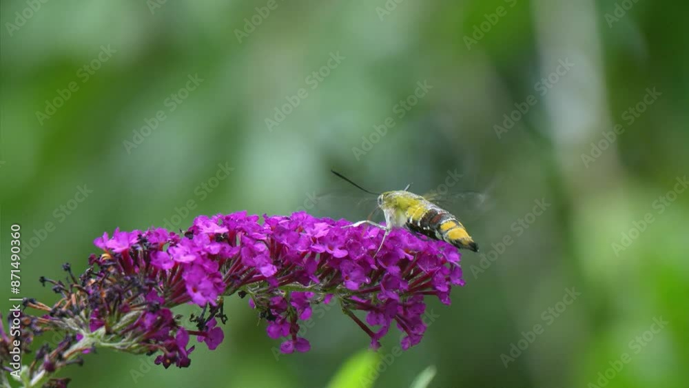 ブッドレアの花で蜜を集めるオオスカシバ ブッドレアの花で蜜を集めるオオスカシバ