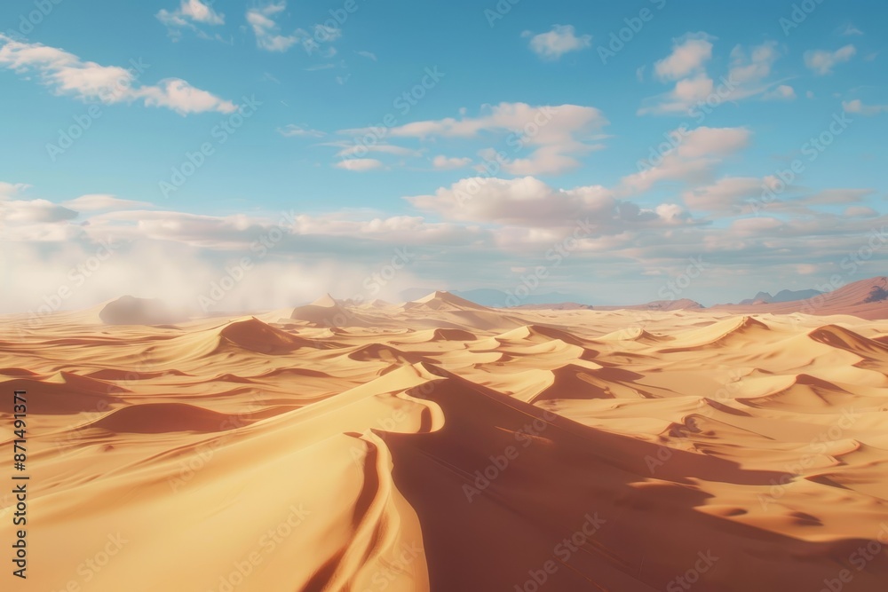 Fototapeta premium Vast Desert Landscape Under a Blue Sky