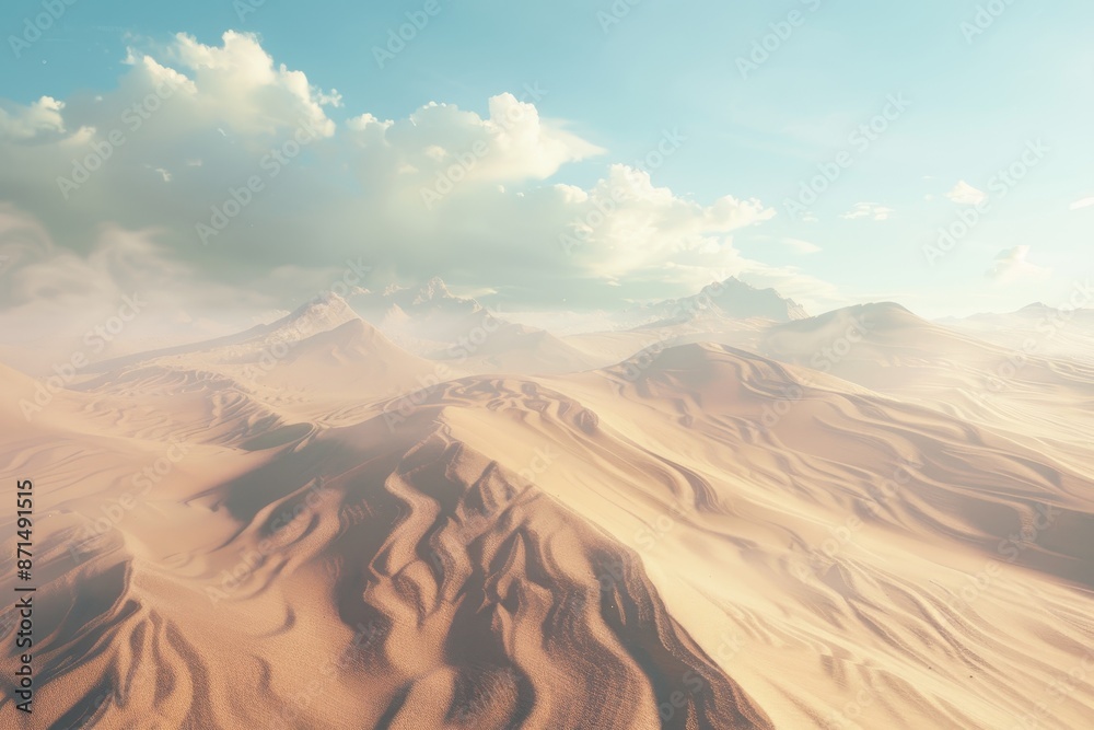 Fototapeta premium Desert Landscape Under a Hazy Sky