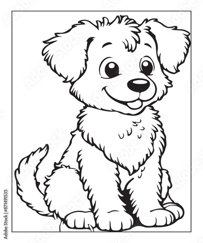 cute vector puppy coloring page ai generative