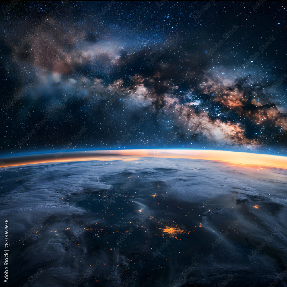 Stunning view of earth with a vivid milky way galaxy backdrop as seen ...