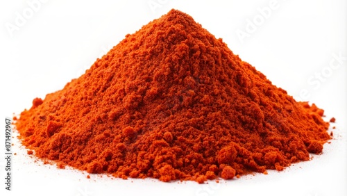 Vibrant orange-red ground paprika pile isolated on transparent background, showcasing rich color and fine texture of the spice.