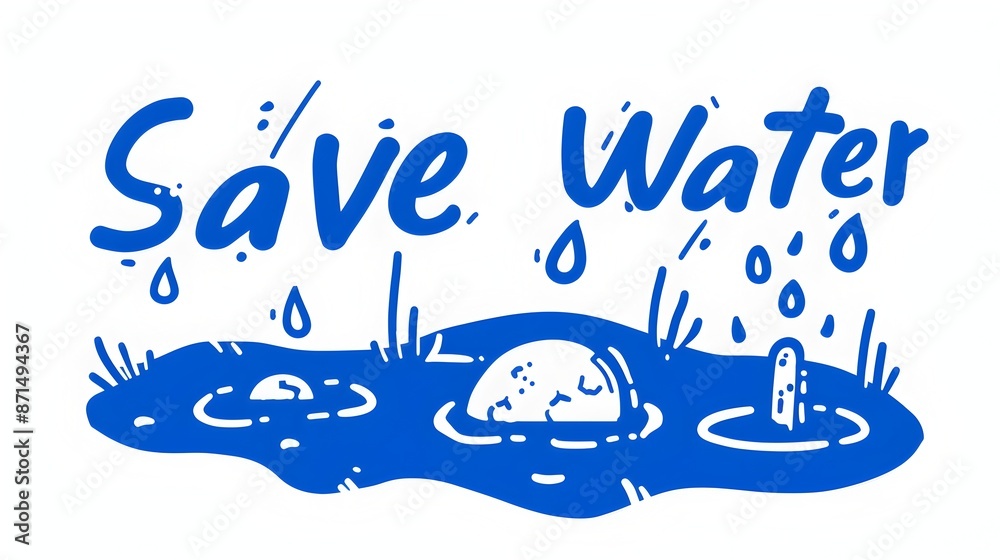 Naklejka premium Vibrant Water Conservation Poster with Droplet and Dry Landscape