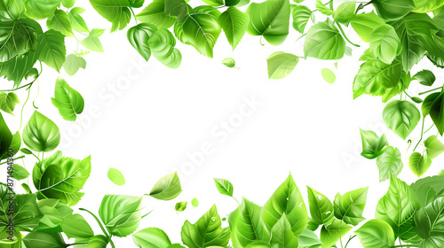 Tropical frame with green palm leaves isolated on white or transparent PNG Background