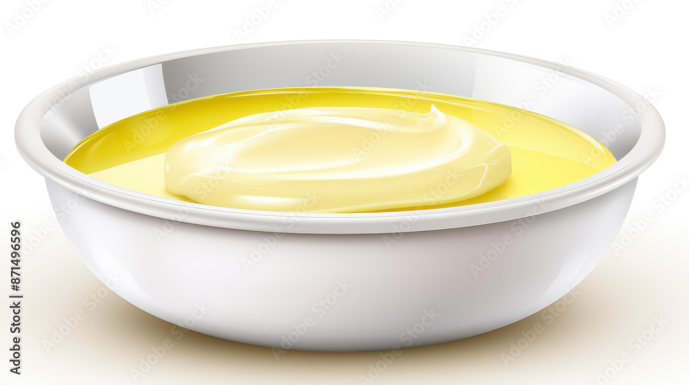 Rich and velvety melted butter in a small white ceramic dish, set against a simple background. Rich and velvety melted butter in a small white ceramic dish, set against a simple background.