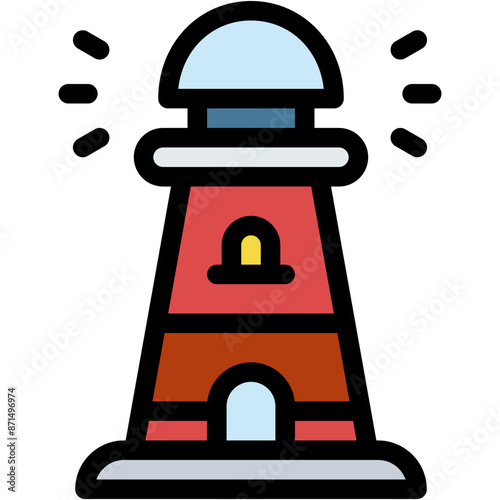 Vector Icon Lighthouse, Sea, Light, Orientation, Building, Architecture and City