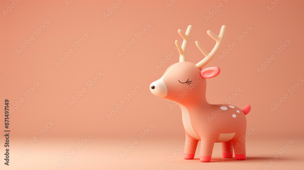 Cute 3D Christmas reindeer figurine isolated on a white background. Cute 3D Christmas reindeer figurine isolated on a white background.