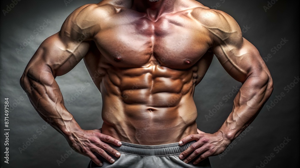 Strong Athletic Man Fitness Model Torso showing six pack abs. is Strong Athletic Man Fitness Model Torso showing six pack abs. is