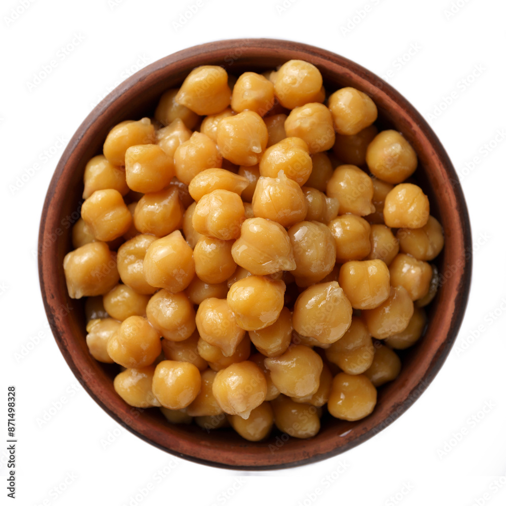 boiled chickpeas in a bowl, close-up, top view boiled chickpeas in a bowl, close-up, top view