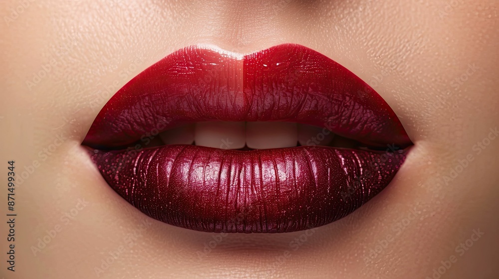 Obraz premium Lips colored in ombre: from dark to light shade