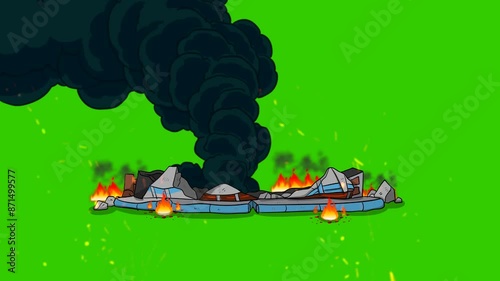  Animated Scene of Fire-Damaged Building