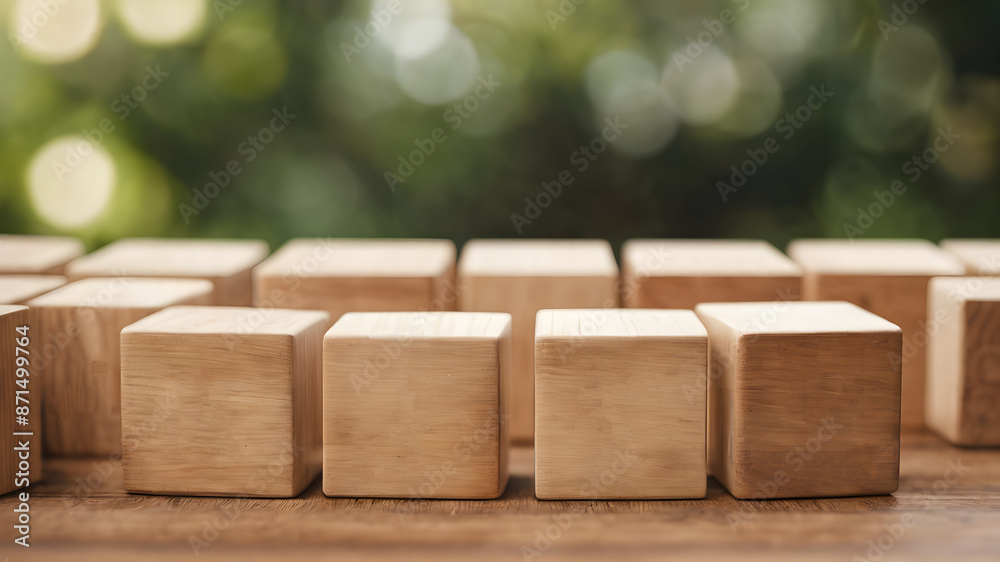 Wooden Block cubes with a nature background. Solution, solve problem, business goal and success plan concepts. Wooden Block cubes with a nature background. Solution, solve problem, business goal and success plan concepts.
