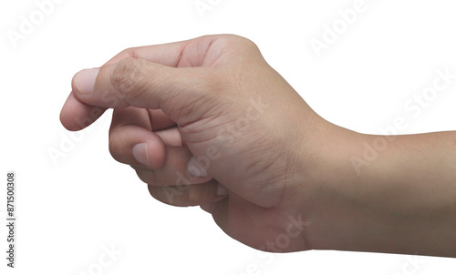 Man hand holding something like a blank card in fingers