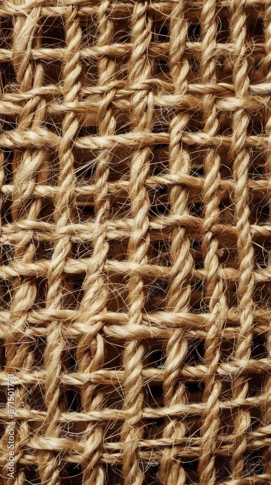 Close Up of Woven Jute Fabric Texture, Light Brown, Natural Material Close Up of Woven Jute Fabric Texture, Light Brown, Natural Material