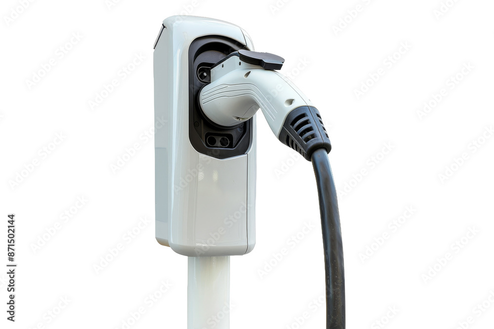 An electric car charging station isolated from the white background An electric car charging station isolated from the white background