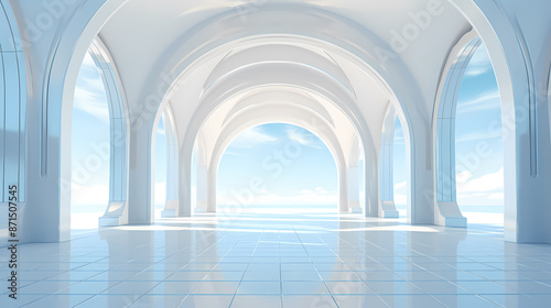 blue corridor in a building