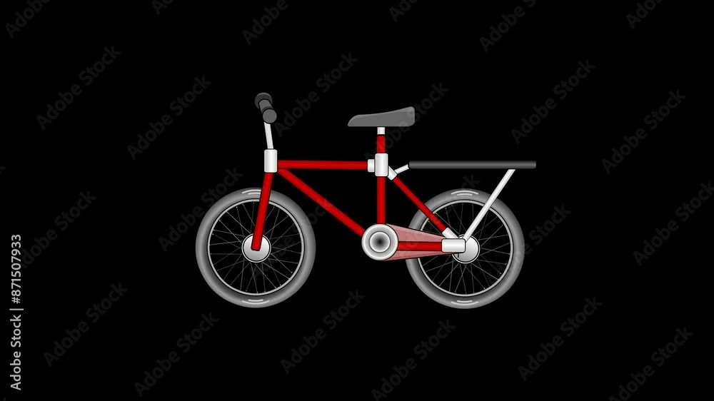 Animated Red Bicycle in Motion Animated Red Bicycle in Motion