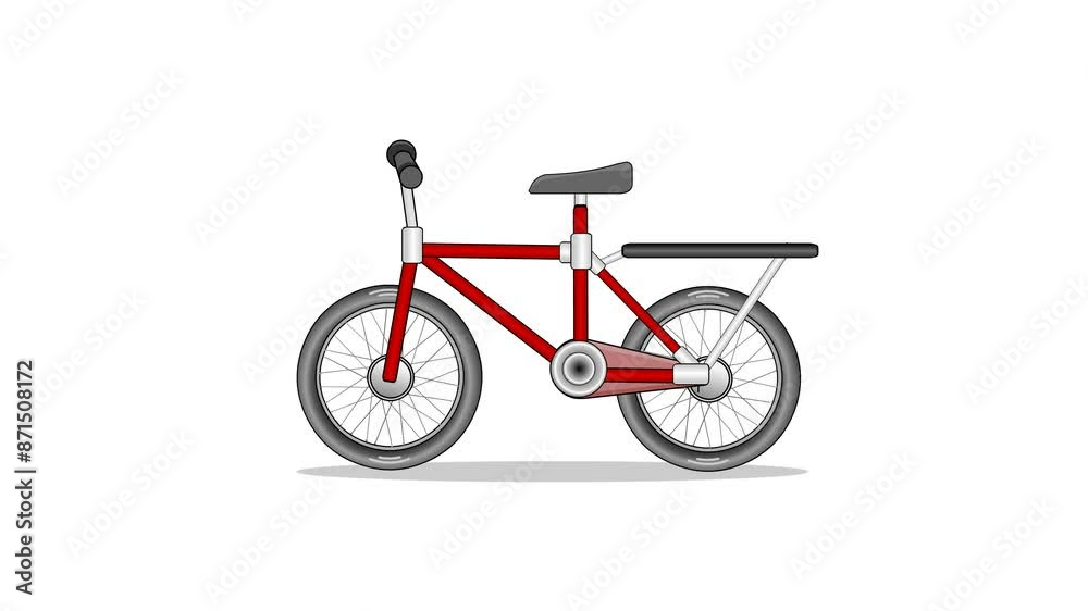 Animated Red Bicycle in Motion Animated Red Bicycle in Motion