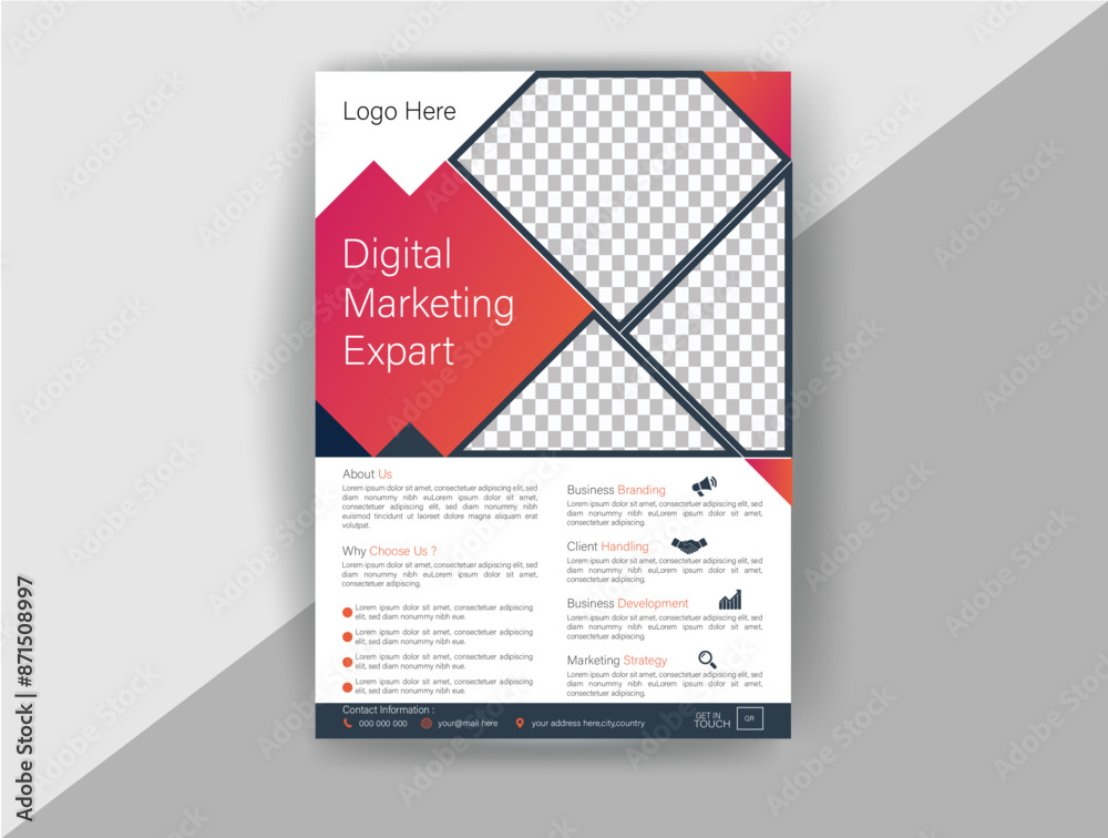 A4 Flyer template layout design. business flyer, brochure, magazine or flier mockup in bright colors. perfect for creative professional business. vector template