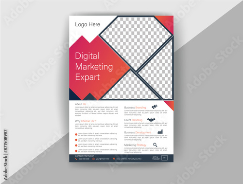 A4 Flyer template layout design. business flyer, brochure, magazine or flier mockup in bright colors. perfect for creative professional business. vector template