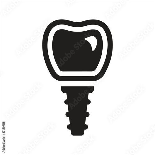 Dental implant icon. Replacement tooth. Dental crown icon