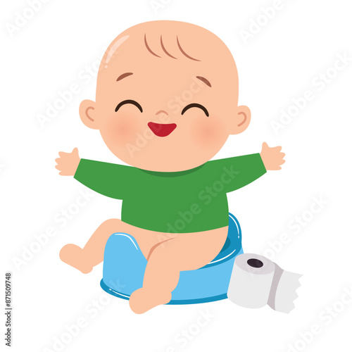 Cute baby potty training vector