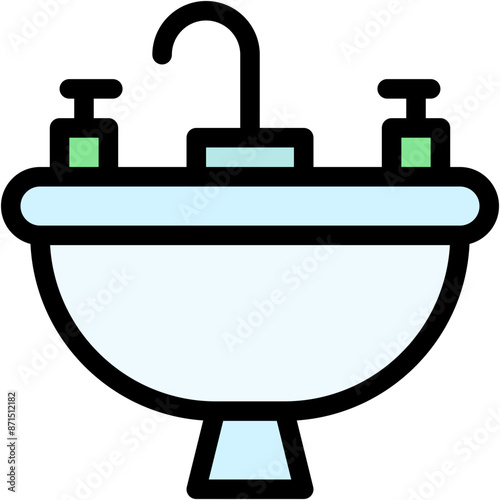 Vector Icon Wash Basin, Bathroom, Sink, Faucet, Water