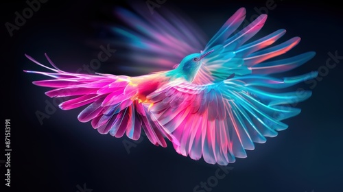 Wallpaper Mural Vibrant neon depictions of birds in flight, their feathers aglow with vivid colors against a dark background, creating a striking and ethereal visual experience. Torontodigital.ca