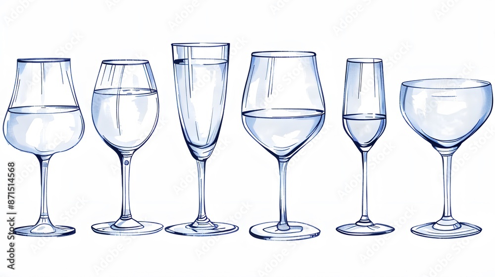 Empty glasses set. Empty glasses set.