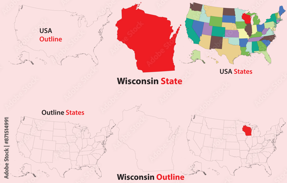 Wisconsin map vector of usa, Wisconsin line map, Wisconsin with city map, Wisconsin outline map Wisconsin map vector of usa, Wisconsin line map, Wisconsin with city map, Wisconsin outline map
