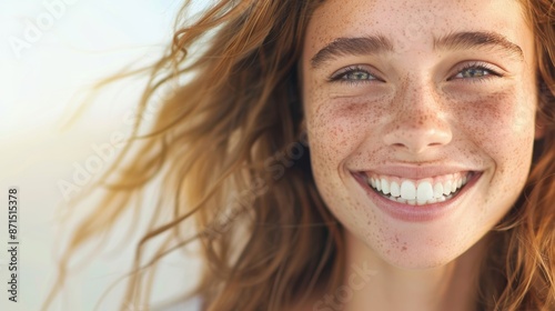 Joyful Girl with Radiant Smile and Sparkling Eyes in Hyper Realistic Portrait