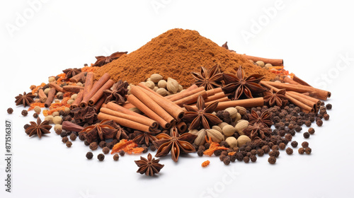 Wallpaper Mural A closeup of aromatic cinnamon sticks and star anise on a white background, perfect for culinary use. Torontodigital.ca