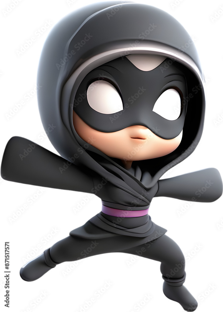 Adorable cartoon ninja sneaks into hearts with playful charm. Adorable cartoon ninja sneaks into hearts with playful charm.